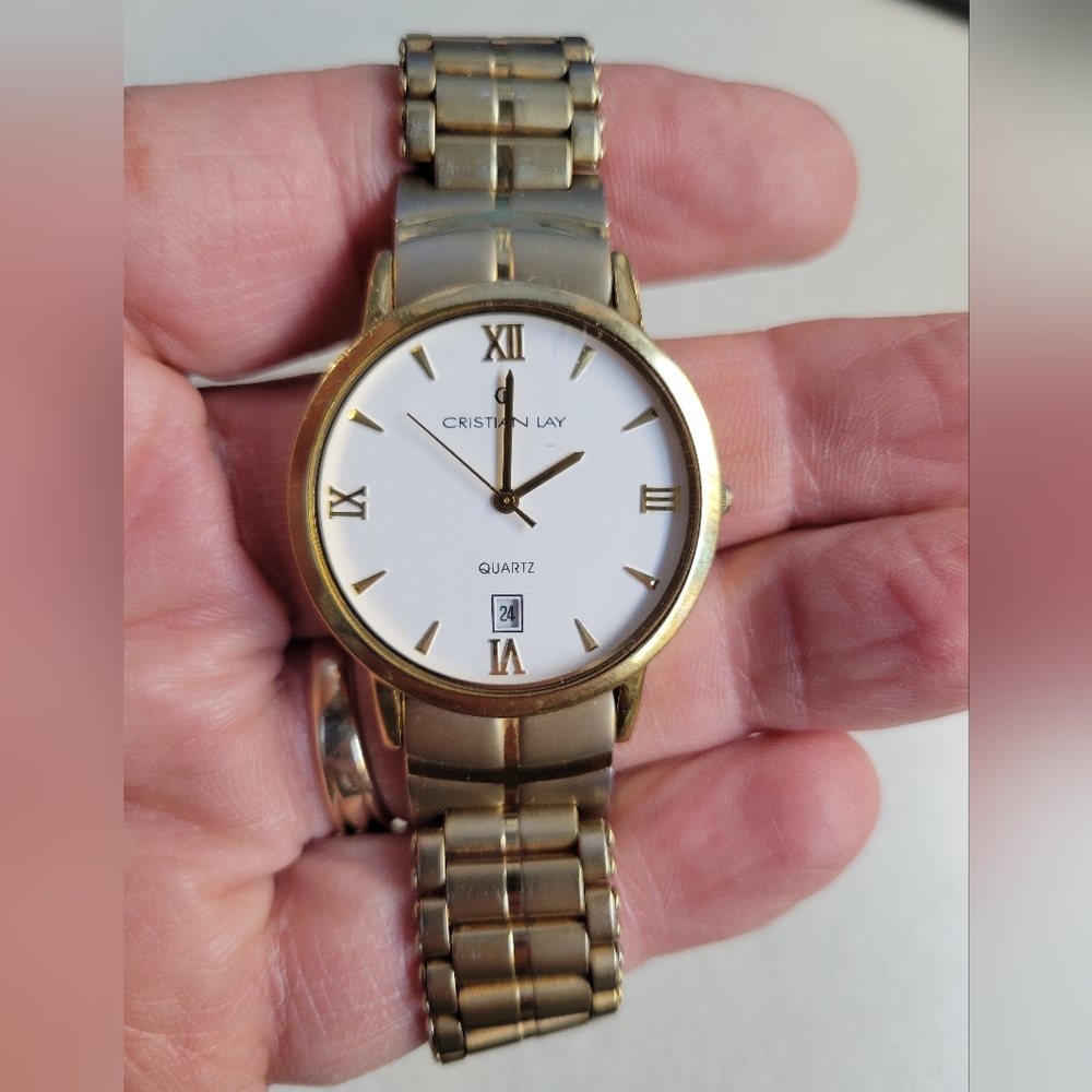 Cristian Lay Gold Tone Unisex Quartz Watch in excellent conditin